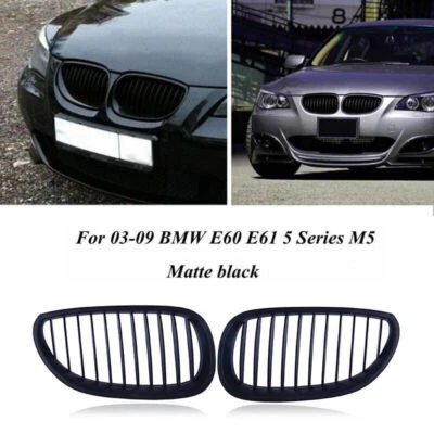 Parrilla delantera de 2 piezas para BMW E60 E61 serie 5 M5 2003~2010 negro mate Foto 1 de 4