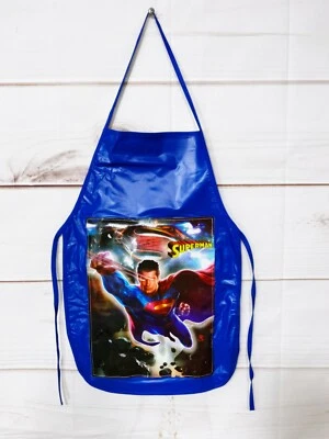 Superman Boys Kids Blue Vinyl Bib Apron Cooking Crafts Handmade - Image 1 of 4