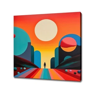 Abstrakter psychedelischer Realismus Minimalismus moderner Leinwanddruck, geometrisch abstrakt - Bild 1 von 9