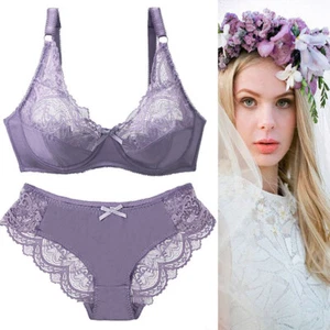 Sujetador y Pantias para Mujer Set Lencería Sexy Satén Sujetador con Alambre Sujetador Set A/B/CDD - Imagen 1 de 13
