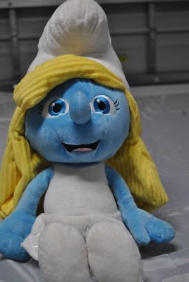 Juguete de Peluche Pitufina Color Azul con Pelo Amarillo Foto 1 de 4