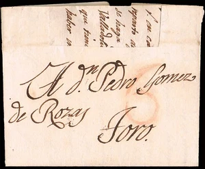 Zamora - Prefilatelia - 1827 - Carta de Madrid a Toro con porteo "6" rojo grande - Imagen 1 de 1