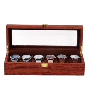 6 Fächer Armbanduhr Display Box Organizer Holzbox Schmuck Aufbewahrungsbox Halter - Bild 1 von 10