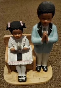 Homco #1461 African American Boy Girl Brother Sister Praying Bible Easter Church - Picture 1 of 1