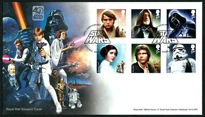 GREAT BRITAIN ROYAL MAIL YEAR 2017 FDC SOUVENIR COVER - STAR WARS WITH INFO PAGE - image 1 of 4