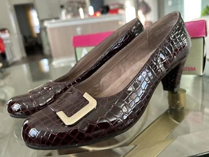Aerosoles Shore Fire weinrot Kroko 609 Damen-Slipper Halbschuh Größe 7,5 M - Bild 1 von 5