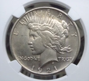 1921 "P" Peace SILVER Dollar "HIGH RELIEF" $1 NGC MS62 #021 Unc ECC&C, Inc. - Picture 1 of 5