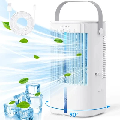 Raffreddatore d'aria, Condizionatore d'aria mobile CAIKEZI, 4 in 1 Mini Raffreddatori Evaporativi - Immagine 1 di 4