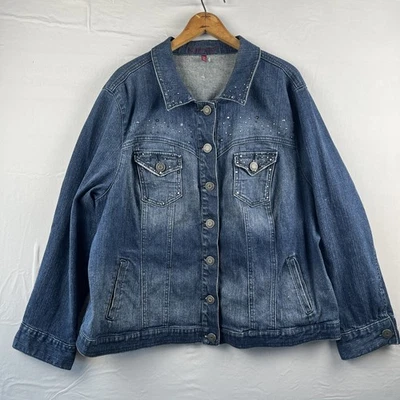 Женская джинсовая куртка дальнобойщика Gitano 26W Plus со стразами заклепками ЧИТАЙТЕ - Изображение 1 из 4