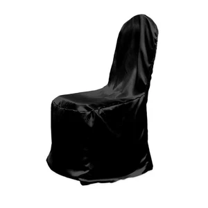 1 pc Black Satin Banquet Chair Covers Wedding Reception az - Picture 1 of 8