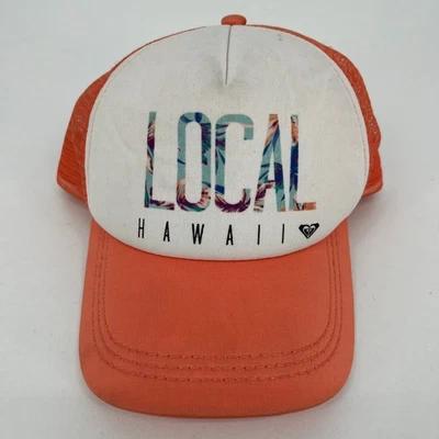 Roxy Snapback Hat Women's One Size White Orange Local Hawaii Mesh Back Trucker - Image 1 of 4