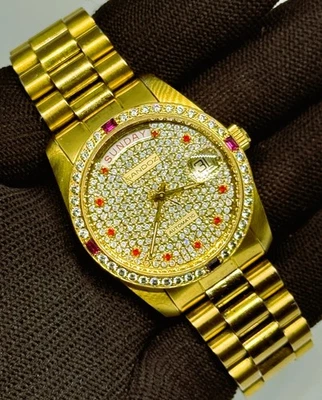 Sandoz President Watch Red Diamond Starry Dial 29032-D-34-8 Automatic ETA 2834-2 - Image 1 of 4