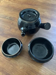 Tetera japonesa Kyusu vintage años 40 mango lateral gres con cuencos - Imagen 1 de 12
