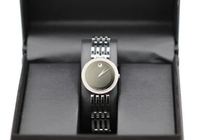 Movado Womens Watch 0607052 Esperanza Diamond Black Dial Swiss Quartz Steel 28mm - Picture 1 of 15