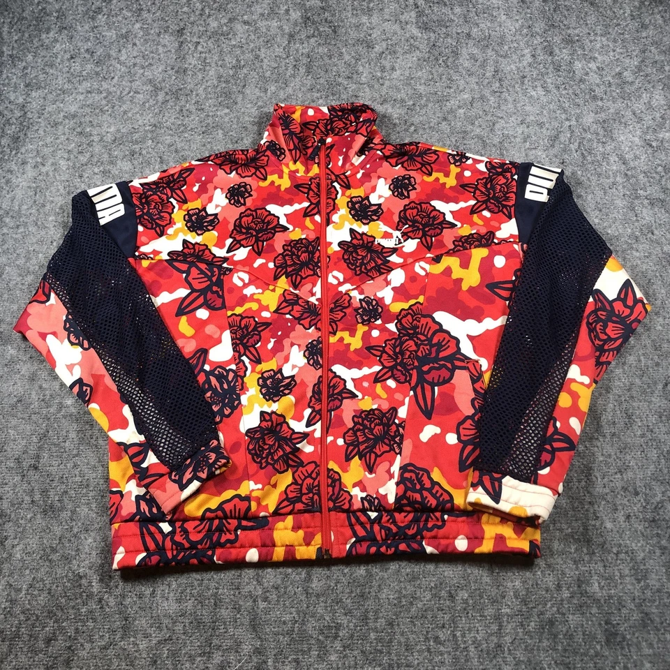 Chaqueta Puma Para Mujer Mediana Floral Camuflaje Cremallera Completa Pista Malla Atlética Foto 1 de 4