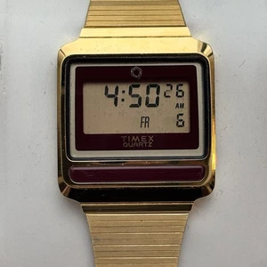 Rare NOS Neo Vintage Timex Quartz Digital Display Gold Tone Watch 1980s - New Ba - Bild 1 von 8