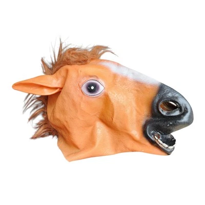 Adult Teen Horse Head Animal Soft Rubber Latex Halloween Costume Mask Faux Hair - Image 1 of 3