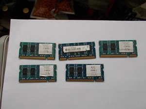 GET 5 X 1GB HP 616749-001, HP 1GB PC2-6400 DDR2-800MHZ, CL6 200-PIN SODIMM/2703D - Picture 1 of 4