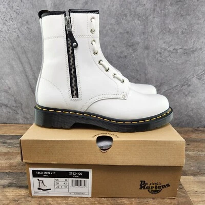 Botas de cuero blancas Dr. Martens 1460 doble cremallera talla 10 para mujer 27624100 Foto 1 de 4