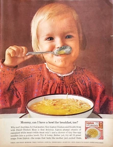 PRINT AD Lipton Chicken Noodle Soup 1962 10.5x13 Cute Kid Mom Cut Her Hair - Picture 1 of 1