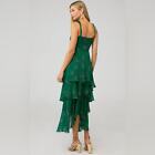 Flynn Skye Emerald Leona Sleeveless Ruffle-Layer Dress Size S Summer ResortWear