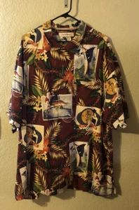 Tommy Bahama Seasons Greetings Ruby Wine Short Sleeve Hawaiian Shirt 2XB - Picture 1 of 5