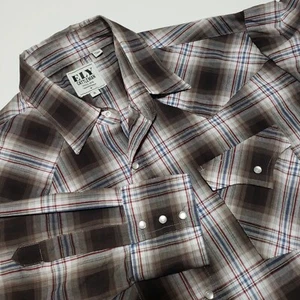 ELY CATTLEMAN Herren Perle Snap Western Cowboy Shirt blau rot braun kariert XL - Bild 1 von 9