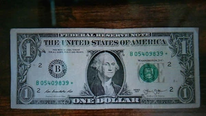 2013 Series $1 Dollar Star Note Duplicated Twice B05409839* Good Shape! - Picture 1 of 2