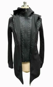 POINT ZERO QUILTED NEOPRENE HOODED BLACK COAT JACKET SIZE XS - Picture 1 of 5