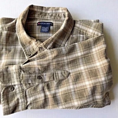 Brown Men's XL Cotton Long Sleeved Plaid Shirt Gently Used - Image 1 of 3