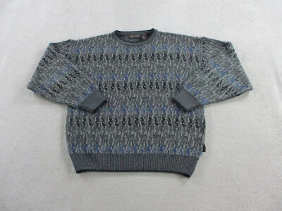 VINTAGE Jantzen Sweater Adult Medium Gray Blue Chunky Textured 3D Knit Grandpa - Image 1 of 4