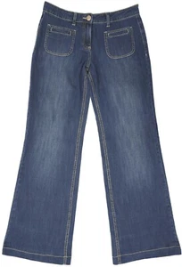 Jean acampanado lavado azul denim elástico talla 6 alto para dama 33" pierna larga para mujer Reino Unido - Imagen 1 de 5