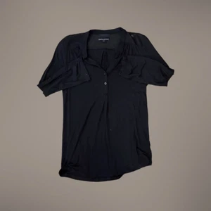 Cynthia Rowley Roll Tab Mesh Henley Top Black Small - Picture 1 of 4