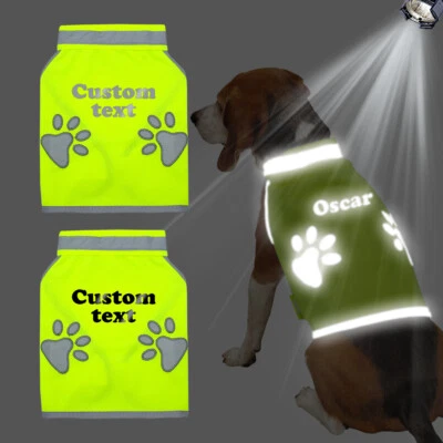 Personalised High Vis Dog Safety Vest Pet Name Printed Hi Viz Reflective Coats - Image 1 of 4