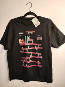 Super Mario - Donkey Kong & Prinzessin Herren Bio Baumwolle Shirt Schwarz M - Picture 1 of 4