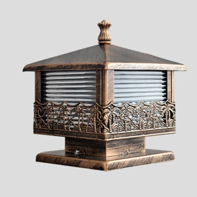 Vintage Pillar Light Garden Yard Gate Post Lamp Glass Lantern Outdoor Lighting - Image 1 of 4