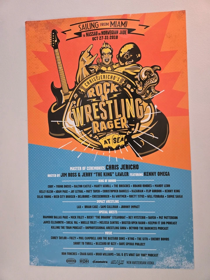 Póster de Chris Jericho’s 2018 Rock N Wrestling Rager At Sea RARO Foto 1 de 1
