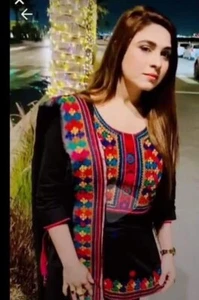 HEAVY EMB BALOCHI/AFGHAN 3Pcs CAMBRIC REAL MIRROR WORK SUITS. UNSTITCHED. BLACK - Picture 1 of 3