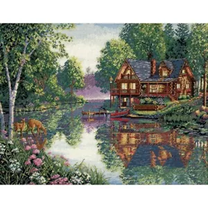 Dimensions Gold Collection Counted Cross Stitch Kit Cabin Fever 16"X12" New - Picture 1 of 1