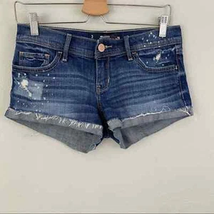 Hollister Distressed Medium Wash Low Rise Short Shorts Cuffed 26 Waist - Picture 1 of 9