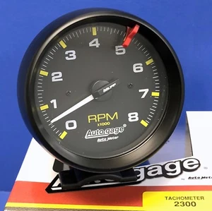 Auto Meter Autogage 2300 Tachometer Tach 8000 RPM Black Pedestal Mount 3 3/4"p - Picture 1 of 3