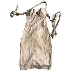 Guess Satin Corset-Style Mini Dress With Halter Straps & Lace-Up Back - Picture 1 of 3