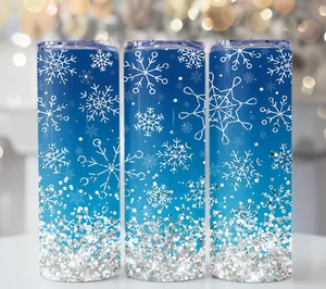 BLUE SNOW FLAKE TUMBLER 20 OZ - Picture 1 of 1