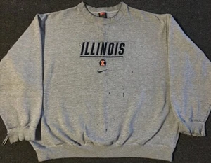 Vintage 90s Nike University Illinois Thrashed Faded Sweatshirt XL Boxy Swoosh Grunge - Bild 1 von 19