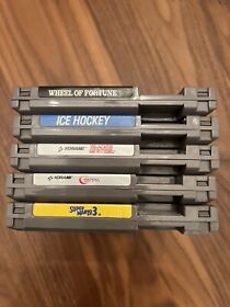 Lote de 5 juegos NES - ¡Súper Mario 3! Contra! ¡Hockey sobre hielo! ¡Hojas de acero! WheelFortune