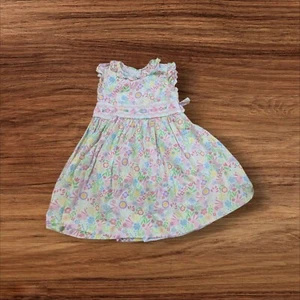 Bonnie Jean Girls Floral Sleeveless Dress Size 4 With Ruffle Details & Button Ba - Picture 1 of 8