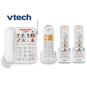 Vtech Careline Amplified Corded 3 Cordless Phone Big Button Photo Dial 90db Loud - Picture 1 of 6