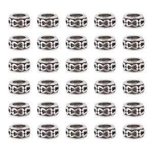 100 x Antique Silver Rondelle Cadmium Free Tibetan European Large Hole Beads 7mm - Picture 1 of 10