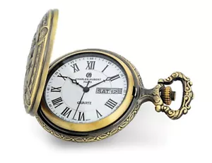 Antique Chrome Finish 2 Horses Pocket Watch - Picture 1 of 4