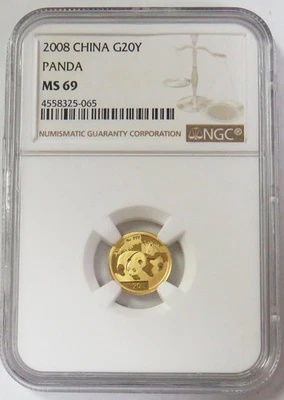 Oro China 20 yuanes Panda 2008 1/20 oz NGC como nuevo 69 Foto 1 de 2